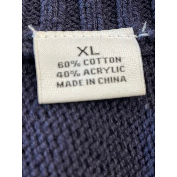 Liz Claiborne Fair Isle open front cardigan Navy  blue XL - Picture 4 of 12